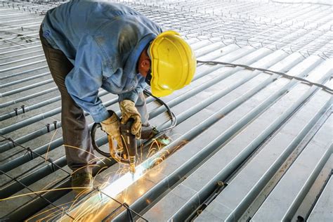 metal attached inside the house to decking|welding a metal deck.